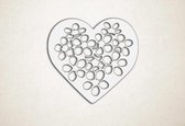 Wanddecoratie - Hart met bloemen - M - 60x65cm - Wit - muurdecoratie - Line Art