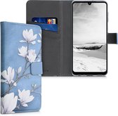 kwmobile telefoonhoesje voor Samsung Galaxy A22 4G - Hoesje met pasjeshouder in taupe / wit / blauwgrijs - Magnolia design