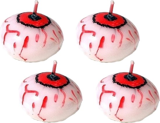 Set van 15x stuks halloween drijvende oogbollen/oogballen kaarsje van 4 cm - Decoratie/versiering