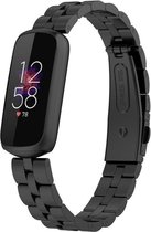 Stalen Smartwatch bandje - Geschikt voor  Fitbit Luxe stalen band - zwart - Strap-it Horlogeband / Polsband / Armband