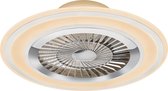 LED Plafondlamp met Ventilator - Plafondventilator - Torna Figon - 36W - Afstandsbediening - Aanpasbare Kleur - Rond - Dimbaar - Mat Wit - Kunststof