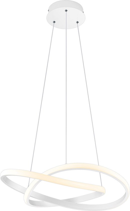 LED Hanglamp - Hangverlichting - Torna Corcy - 27W - Natuurlijk Wit 4000K - Dimbaar - Rond - Mat Wit - Aluminium