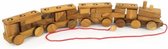 Speelgoed Trein - 3 Wagons - Met Trektouw - Hout - 55cm - Sawahasa  - Thailand - Fairtrade
