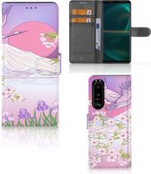 Book Style Case Sony Xperia 5III Smartphone Hoesje Cadeautjes voor Vrouwen Bird Flying