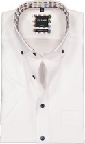 OLYMP Luxor modern fit overhemd - korte mouw - wit Oxford (contrast) - Strijkvrij - Boordmaat: 44
