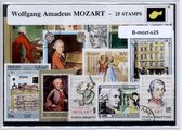 Wolfgang Amadeus Mozart – Luxe postzegel pakket (A6 formaat) - collectie van 25 verschillende postzegels van Wolfgang Amadeus Mozart  – kan als ansichtkaart in een A6 envelop. Auth