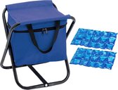 Opvouwbare stoel met koeltas blauw met 2 stuks flexibele koelelementen