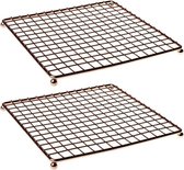 2x Stuks vierkante pannen onderzetters van metaal koper/rose 20 cm - Onderzetters voor ovenschalen en kookpannen
