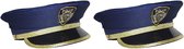 2x stuks kinder politiepet blauw met goud - Agenten - Carnaval verkleed hoeden