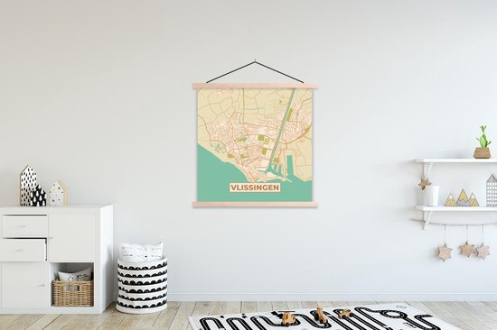 Affiche scolaire - Carte - Vlissingen - Vintage - 120x120 cm - Lattes vierges