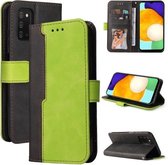 Voor Samsung Galaxy A03s Zakelijke Stiksels-Kleur Horizontale Flip PU Lederen Case met Houder & Kaartsleuven & Fotolijst (Groen)