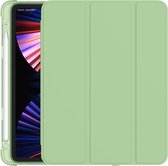 3-vouwen horizontale flip PU-leer + TPU Aitbag schokbestendige half-plakkende hoes met houder en pensleuf & slaap- / wekfunctie voor iPad Pro 11 2020/2021 (groen)