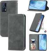 Voor vivo iQOO Neo 5 Retro Skin Feel Business Magnetische Horizontale Flip Lederen Case met Houder & Kaartsleuven & Portemonnee & Fotolijst (Grijs)