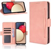 Voor Samsung Galaxy A03s Huid Voelen Kalf Patroon Horizontale Flip Lederen Case met Houder & Kaartsleuven & Fotolijst (Roze)