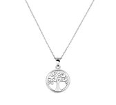 YO&NO -  Ketting - Zilver - Anker -  Levensboom -  1,1 mm - 41 + 4 cm -  Sieraden vrouw - Gerhodineerd - Zilver 925