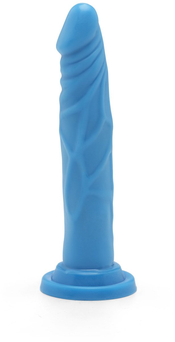 Get Real – Dual Density Dildo met Zuignap met Aders in Stijlvol Opvallend Ontwerp Verharde Kern - 19 cm – Blauw
