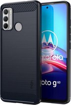 MOFI Motorola Moto G60 Hoesje Geborsteld TPU Back Cover Blauw