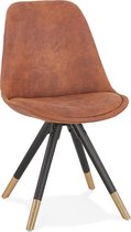 Alterego Design stoel 'MAGGY in bruine microfiber en poten in zwart hout