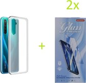 REALME X50 5G Hoesje Transparant TPU Silicone Soft Case + 2X Tempered Glass Screenprotector