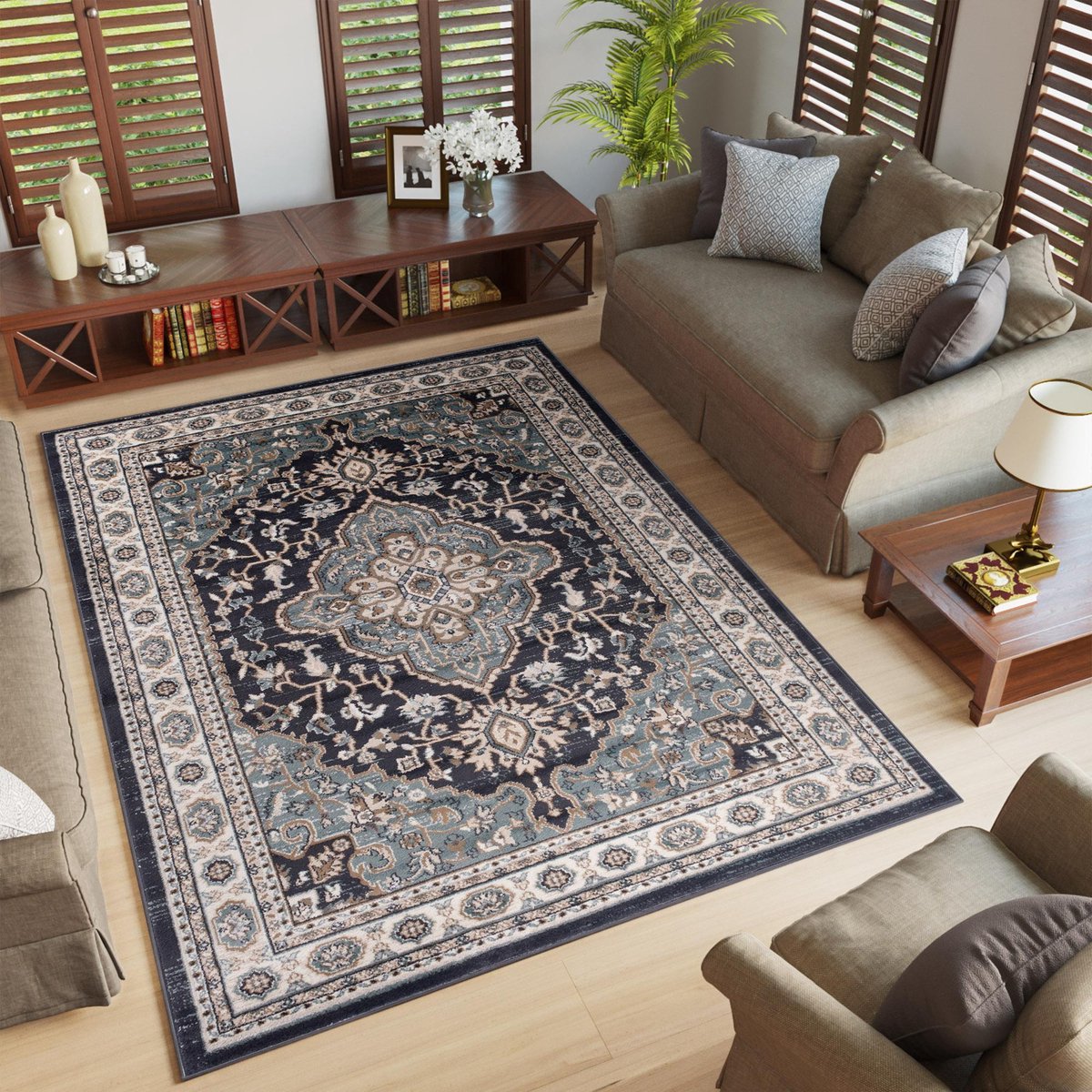 Tapiso Colorado Vloerkleed Zwart Modern Oosters Slaapkamer Tapijt Maat- 140x200