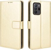 Voor Xiaomi Redmi Note 10 Pro 5G/Poco X3 GT Crazy Horse Textuur Horizontale Flip Lederen Case met Houder & Kaartsleuven & Lanyard (Goud)