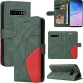 Voor Samsung Galaxy S10 Dual-color Splicing Horizontale Flip PU Lederen Case met Houder & Kaartsleuven & Portemonnee (Groen)