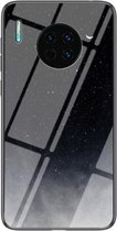 Voor Huawei Mate 30 Sterrenhemelpatroon Gehard Glas + TPU Schokbestendige Beschermhoes (Sterrenhemel Halve Maan)