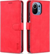 Voor Xiaomi Mi 11 Lite AZNS Huid Voelen Kalf Textuur Horizontale Flip Lederen Case met Kaartsleuven & Houder & Portemonnee (Rood)