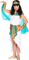Widmann - Egypte Kostuum - Hatsjepsoet Egyptische Farao Koningin - Meisje - blauw,wit / beige,goud - Maat 140 - Carnavalskleding - Verkleedkleding