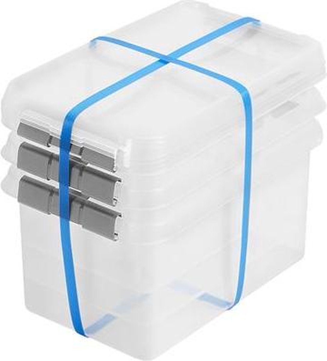 Sunware Comfort Line Opbergbox - 6L - Set van 3 - Transparant/metaal