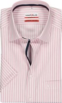 MARVELIS modern fit overhemd - korte mouw - roze met wit gestreept (contrast) - Strijkvrij - Boordmaat: 39