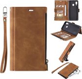 Voor Samsung Galaxy A20e Side Zipper Back Card Horizontale Flip PU Leather Case met Kaartsleuven & Portemonnee & Fotolijst & Lanyard (Geel)