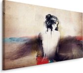 Schilderij - Een abstract portret van een vrouw, premium print