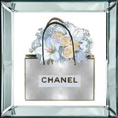 40 x 40 cm - Spiegellijst met prent - Chanel Tas - prent achter glas