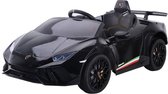 Lamborghini Hurucan - Elektrische Kinderauto - Zwart - 1 Peroons Kinderauto - 12v met Afstandsbediening - Muziek Modulen - Kunst Leder zitje - Rubberen EVA Banden