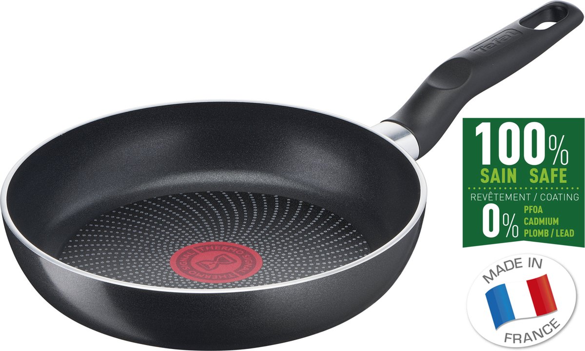 Tefal Start'easy koekenpan 20cm, Rond, Multifunctionele pan, Zwart, Titanium, Aluminium, Thermo-Spot