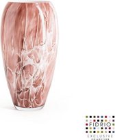 Design vaas Oval - Fidrio MAUVE - glas, mondgeblazen bloemenvaas - hoogte 30 cm