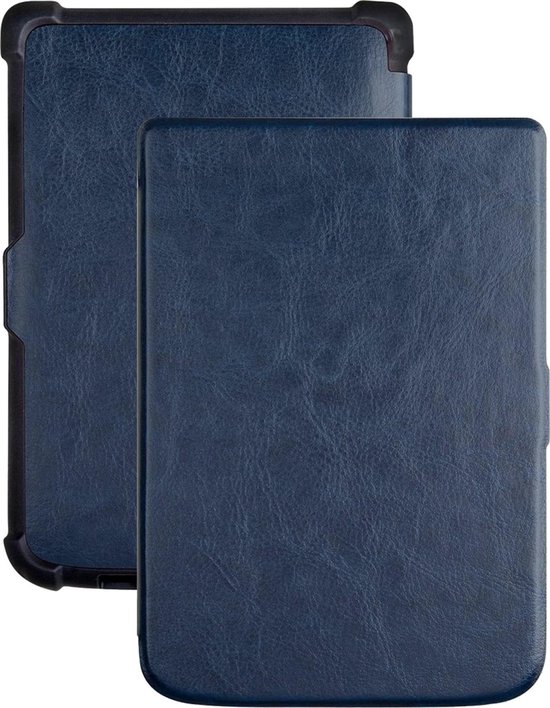Hoesje Geschikt voor Pocketbook Touch HD 3 Hoesje Luxe Bescherm Case - Hoes Geschikt voor Pocketbook Touch HD 3 Hoes Book Cover - Donkerblauw
