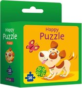 legpuzzel Hond junior 22 cm bruin/oranje 16 stukjes