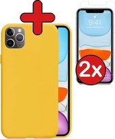 Coque iPhone 11 Pro Housse en Siliconen avec 2x protecteur d'écran - Coque iPhone 11 Pro Housse en Siliconen avec 2x protecteur d'écran - Jaune