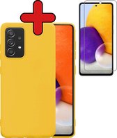 Hoesje Geschikt voor Samsung A72 Hoesje Siliconen Case Hoes Met Screenprotector - Hoes Geschikt voor Samsung Galaxy A72 Hoes Cover Case - Geel