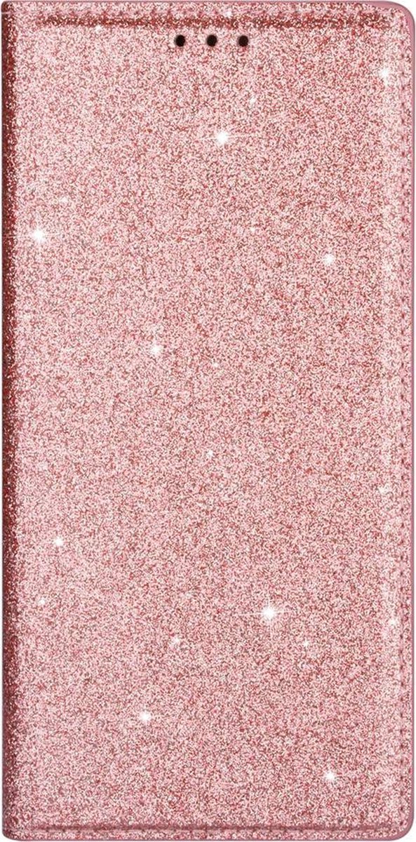 Hoesje geschikt voor iPhone 11 - Bookcase - Pasjeshouder - Portemonnee - Glitter - TPU - Rose Goud