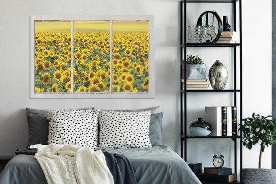 Peintures sur Toile Transparent - Tournesol - Jaune - 140x90 cm - Décoration murale