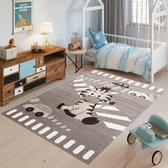 Tapiso Fiesta Vloerkleed Kinderkamer Creme Wit Zwart Zebra Duurzaam Interieur Duurzaam Hoogwaardig Tapijt Maat - 160x230