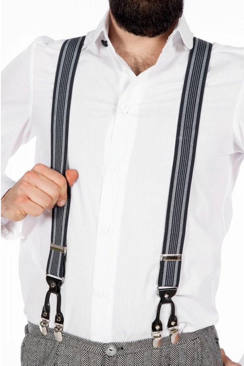 Bretellen Peaky Blinders/Rockabilly Gestreept Zwart-Wit