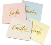 Tallies Cards - greeting - ansichtkaarten - Set Steun - Pastel  - Set van 4 wenskaarten - Inclusief kraft envelop - sterkte - knuffel - medeleven - 100% Duurzaam