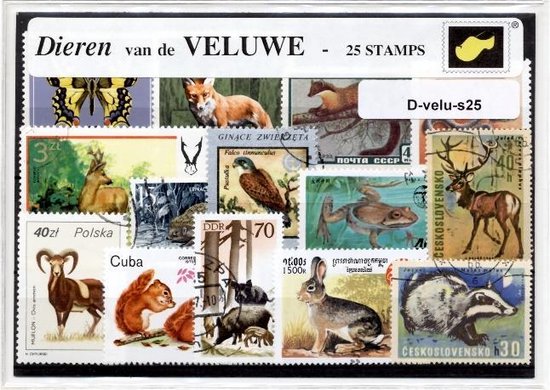 Foto: Dieren van de veluwe luxe postzegel pakket a6 formaat collectie van 25 verschillende postzegels van dieren v d veluwe kan als ansichtkaart in een a6 envelop authentiek cadeau kado kaart gelderland hoge veluwe dieren park