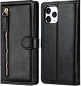 iPhone 12 Mini Book Case Hoesje met Rits - Kunstleer - Pasjeshouder - Portemonnee - Apple iPhone 12 Mini - Zwart