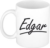 Edgar naam cadeau mok / beker met sierlijke letters - Cadeau collega/ vaderdag/ verjaardag of persoonlijke voornaam mok werknemers