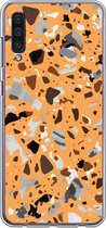 Samsung Galaxy A50 Telefoonhoesje - Transparant Siliconenhoesje - Flexibel - Met Marmerprint - Terrazzo - Oranje